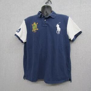 POLP Ralpha Lauren Golf Shirt Mens XLarge Blue White Short Sleeve Slim Preppy